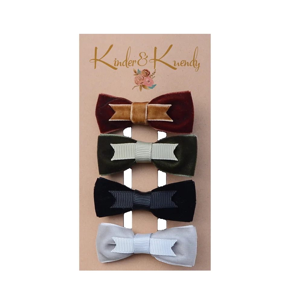 Очаровательные бархатные банты шпильки для маленьких девочек зимние заколки