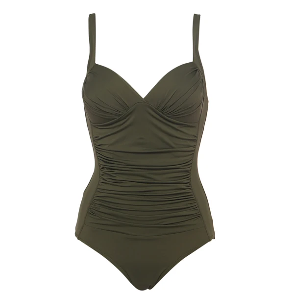 Army Green Andzhelika,Цельный Купальник, Женщин Купальники, Слитный купальник, моделирующий фигуру Плюс Размер Трико Старинные Ретро Раза Купальники Монокини - Цвет: Army Green