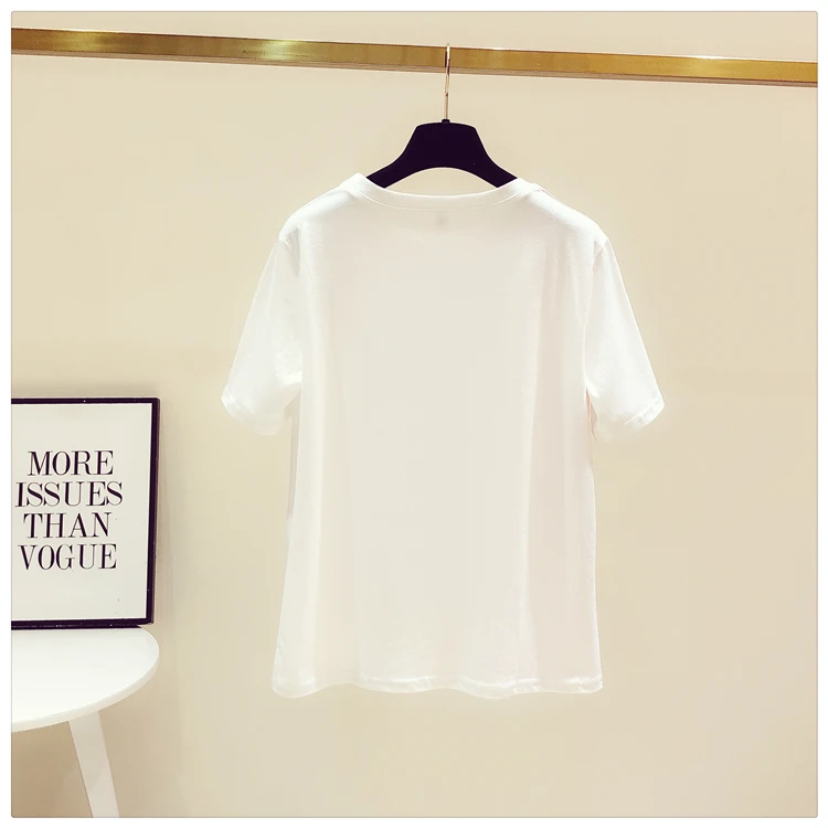 

Patchwork Print Chiffon Short Sleeve T Shirt Women O-Neck Tee Shirt Femme White Tshirt 2021 Summer Tops