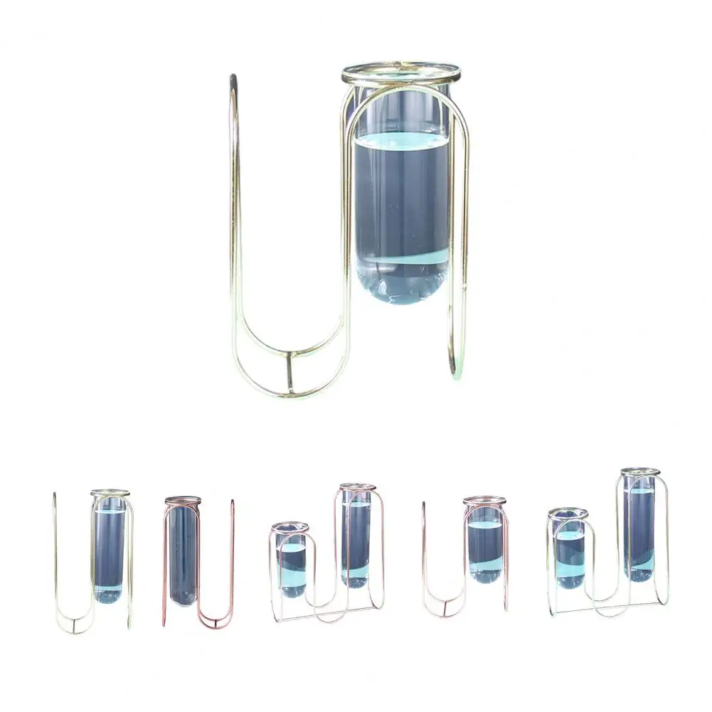 

60% Dropshipping!!Glass Tube Vase Set Simple Table Decor Nordic Style Metal Frame Test Tube Dry Flower Vase for Home