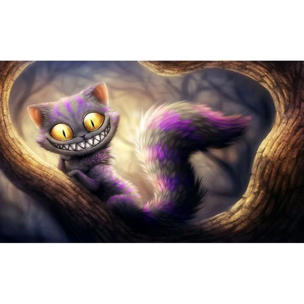 

Cheshire Cartoon Cat Diamond Painting Wonderland Embroidery Cross-Stitch Mosaic Gift Home Decor