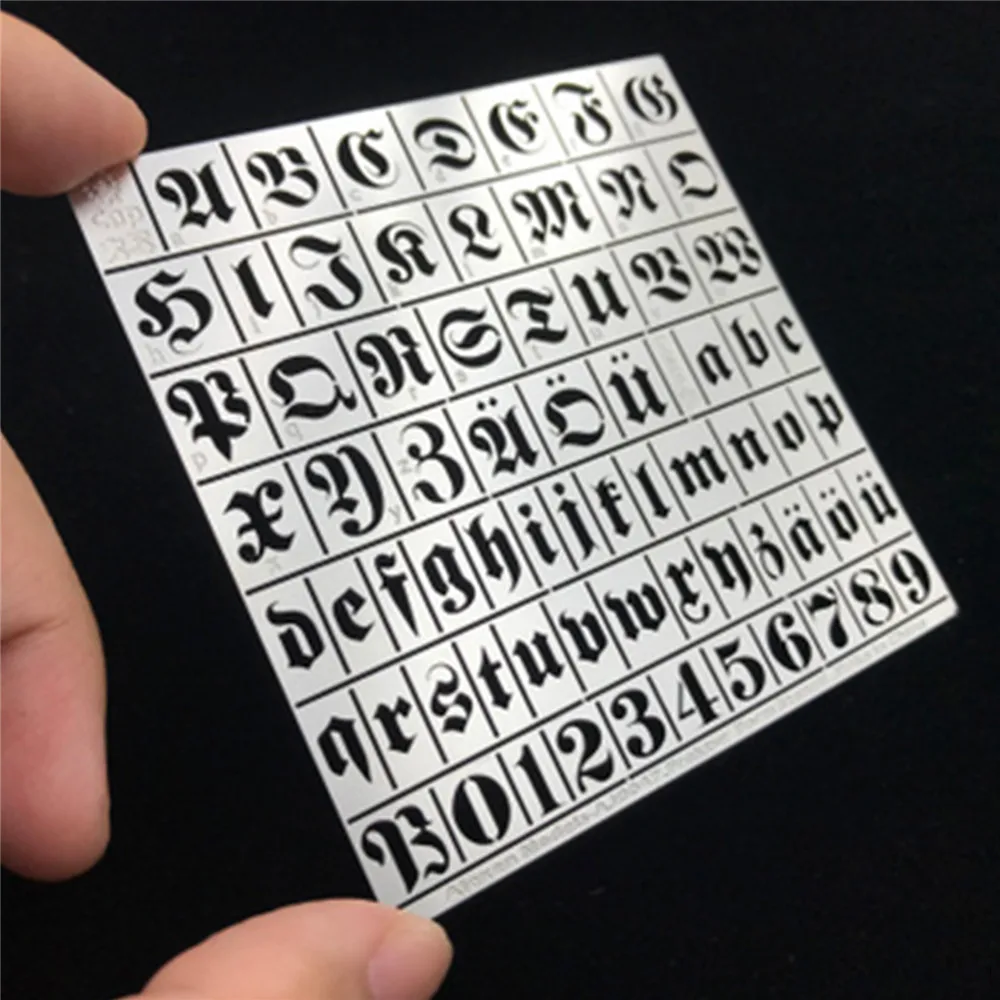 

DIY Metal German Fraktur Combined Letter Number Leakage Spray Stencil Plate for Military Car Tank Model Upgrade Tool