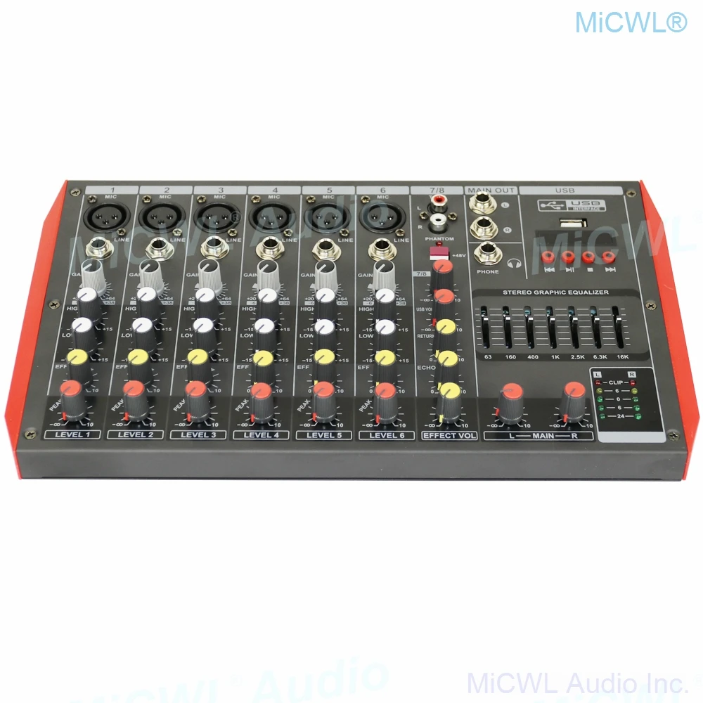 Bluetooth Mixer 8 Microphone Channel 8-Input 2-Bus A Stereo Sound Mixing Console With USB 48V Phantom Power XLR 3Pin 6.5mm Line |