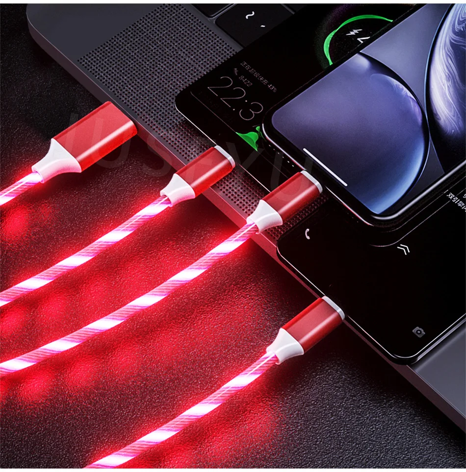 3 в 1 светодиодный светящийся плавный свет usb-кабель для передачи данных и Тип Кабеля C/Micro USB/8 Pin светящиеся Зарядное устройство провод мобильного телефона яркие зарядка PD шнур