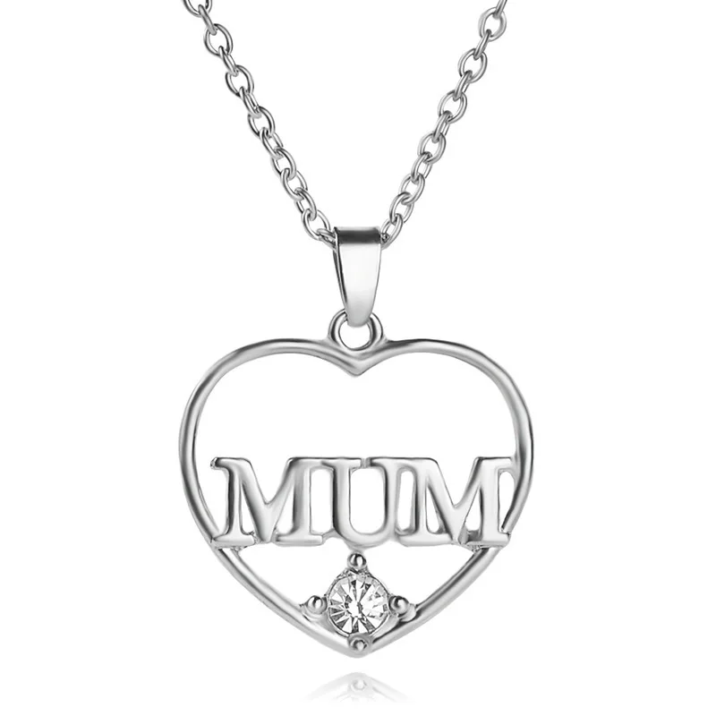 

Fashion Temperament Mother Necklace Mum Love Hollow Diamond Pendant Jewelry Pendant Clavicle Chain Mother's Day Gift