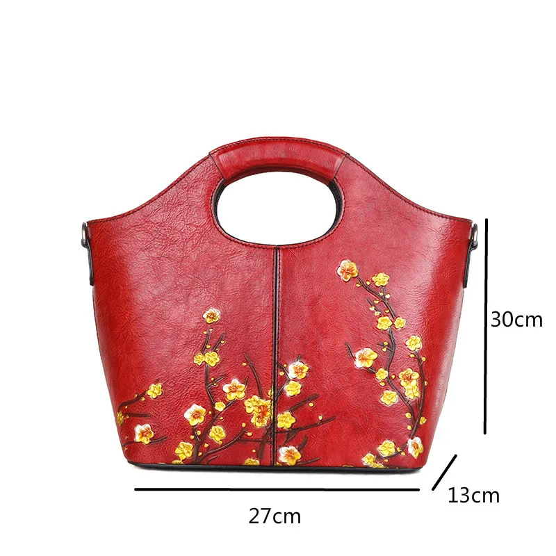 

Bestform Genuine Leather Hand Painted Women Bag Luxury Handbags 2021 New Large Capacity Floral Cowhide Shoulder&Crossbody Bags