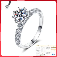 original 925 sterling silver high quality luxury ring wedding engagement anniversary d color 1ct 2ct moissanite ring