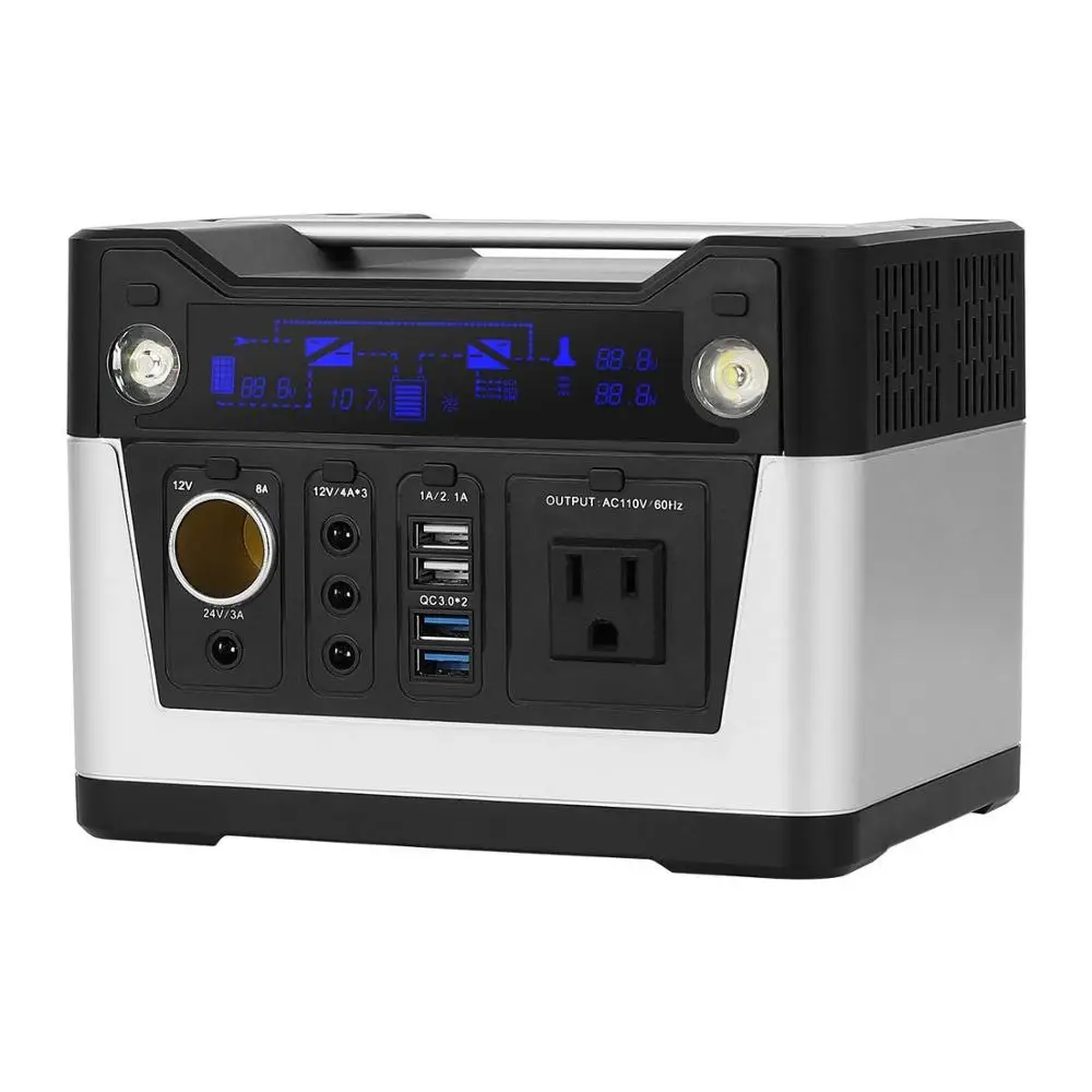 110V US Plug Портативный солнечный генератор Пиковая 600 Вт Выходная Электростанция AC power Bank с 220 В 110 в выходной источник энергии - Цвет: 110V US Plug