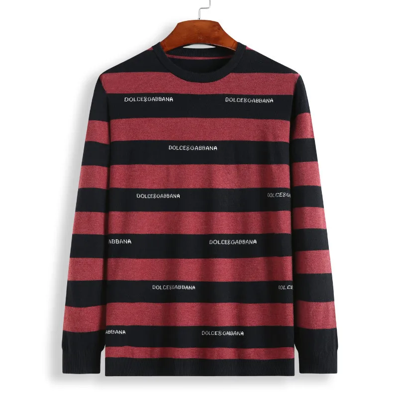 

Autumn new men's fattening plus size fashion casual striped t-shirt men's fat sweater
