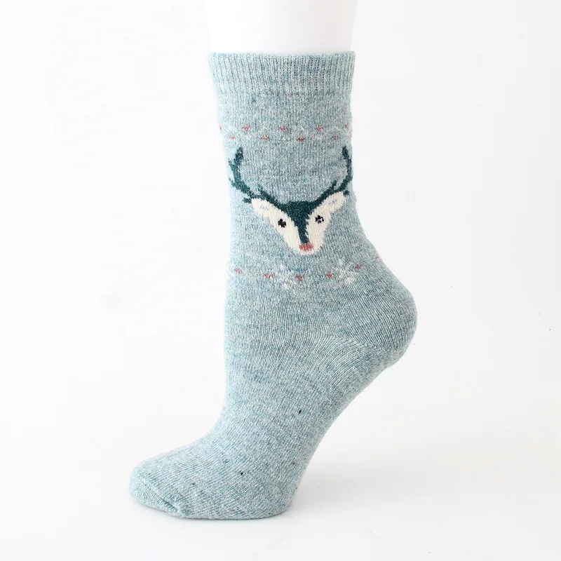 12 Pairs Wool Socks for Women Winter Thick Warm Cozy Elk Pattern Soft Socks Middle Tube Crew Boot Socks