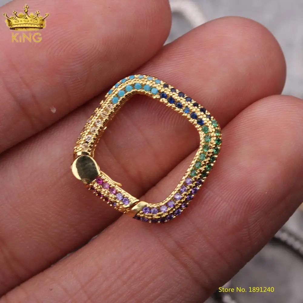 

5Pcs Zirconia Square Pendant Components Clasps Bulk,Enamel Open Spiral Clasps For DIY Bracelet Necklace Punk Jewelry Making