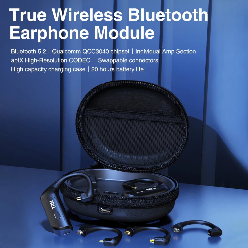 new trn bt30 tws hifi wireless bluetooth compatible upgrade cable module earhook 5 2 bluetooth headset wireless headphones free global shipping