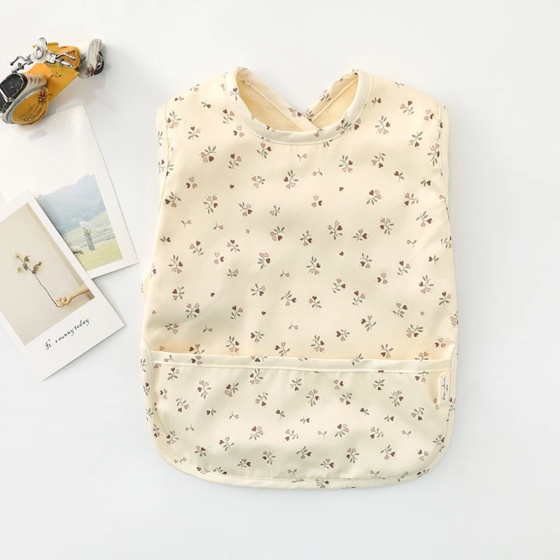 

Baby Drool Bib Burp Cloth with Pocket Bag Sleeveless Waterproof Feeding Cloth Washable Apron Mess Smock Feeding Bibs