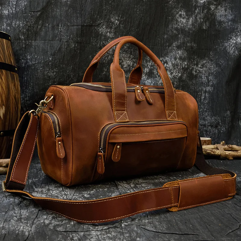 Luufan Business Trip Travel Bag For Man Big Capaticy Outdoor Genuine Leather Duffle Male Carry Hand Luggage Bags Shoulder Bag