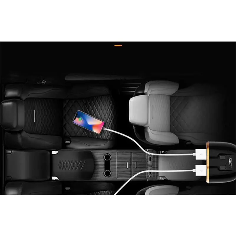 USB Автомобильное зарядное устройство прикуриватель сплиттер адаптер 2 гнезда Тип C 4.8A Мульти Розетка R2LC