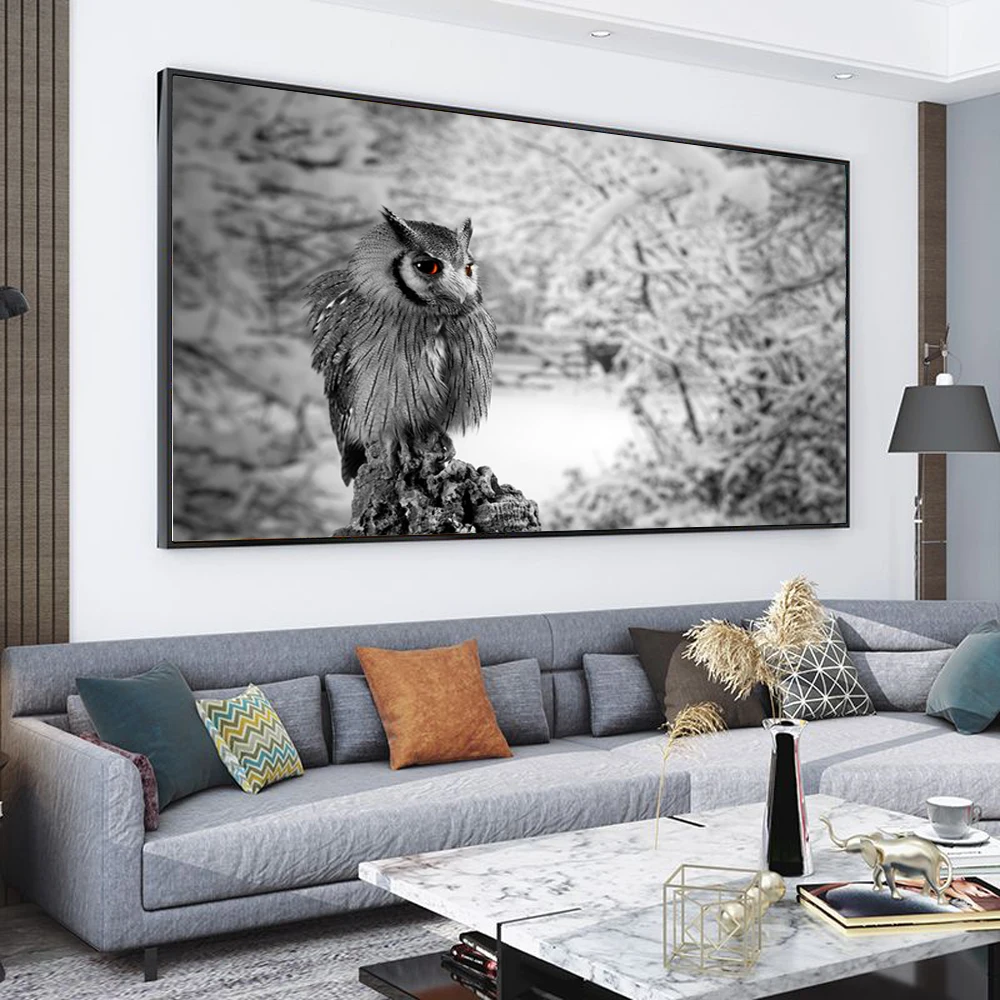 

Animal oil painting owl watching art painting living room corridor bar home decoration mural