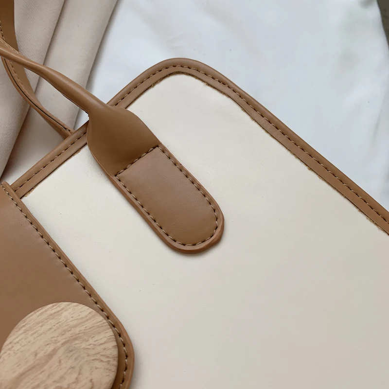 

Elegant Female Tote Bag Fashion Color Matching Shoulder Bags 2021 New High Quality PU Leather Women's Travel Handbag
