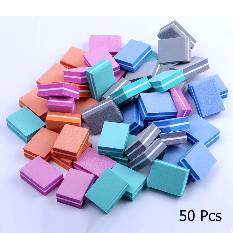 

50 Pcs/lot Mini Nail Files Colorful Sponge Nail File Lixa De Unha Lima Buffer Block Pedicure and Manicure Nail Tools Kit