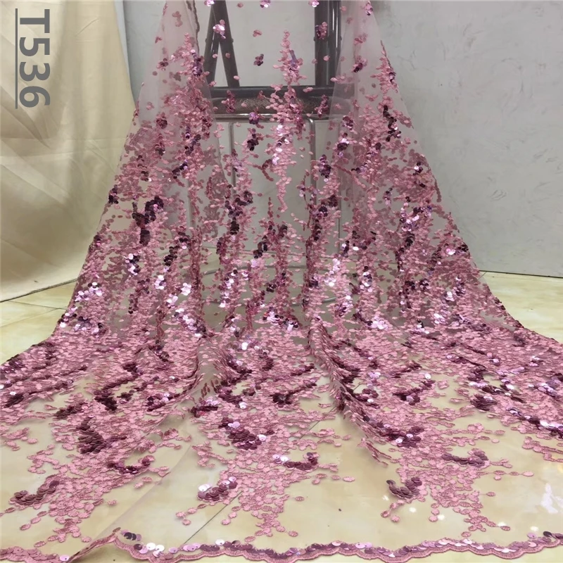 2019 Высококачественная африканская кружевная ткань с вышивкой тюль блестками
