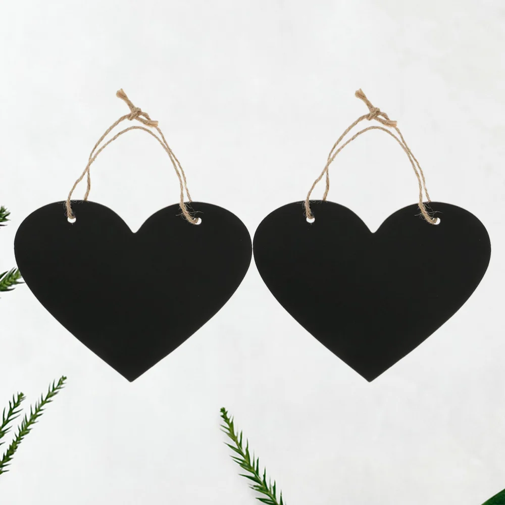 

2Pcs Lovely Heart Shaped Home Message Board Double-Sided Blackboard Wall Hanging Board with Linen Rope