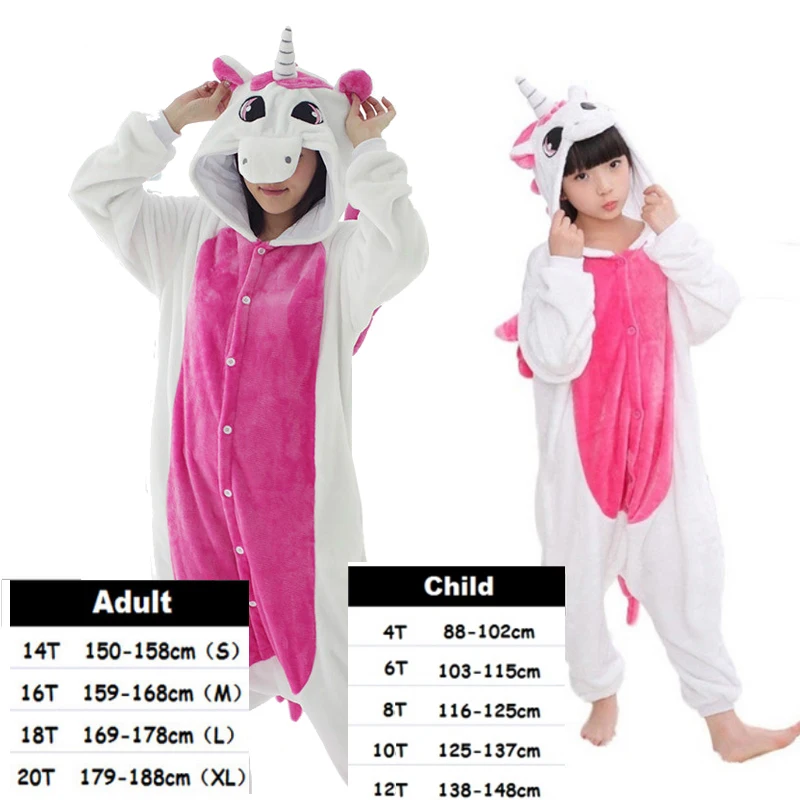 Rose Unicorn Kigurumi Onesie/Детские пижамы, пижамы с единорогом для мальчиков и девочек, зимние пижамы с изображением панды, женские пижамы для подростков 4, 6, 8, 10 лет - Цвет: Rose Unicorn