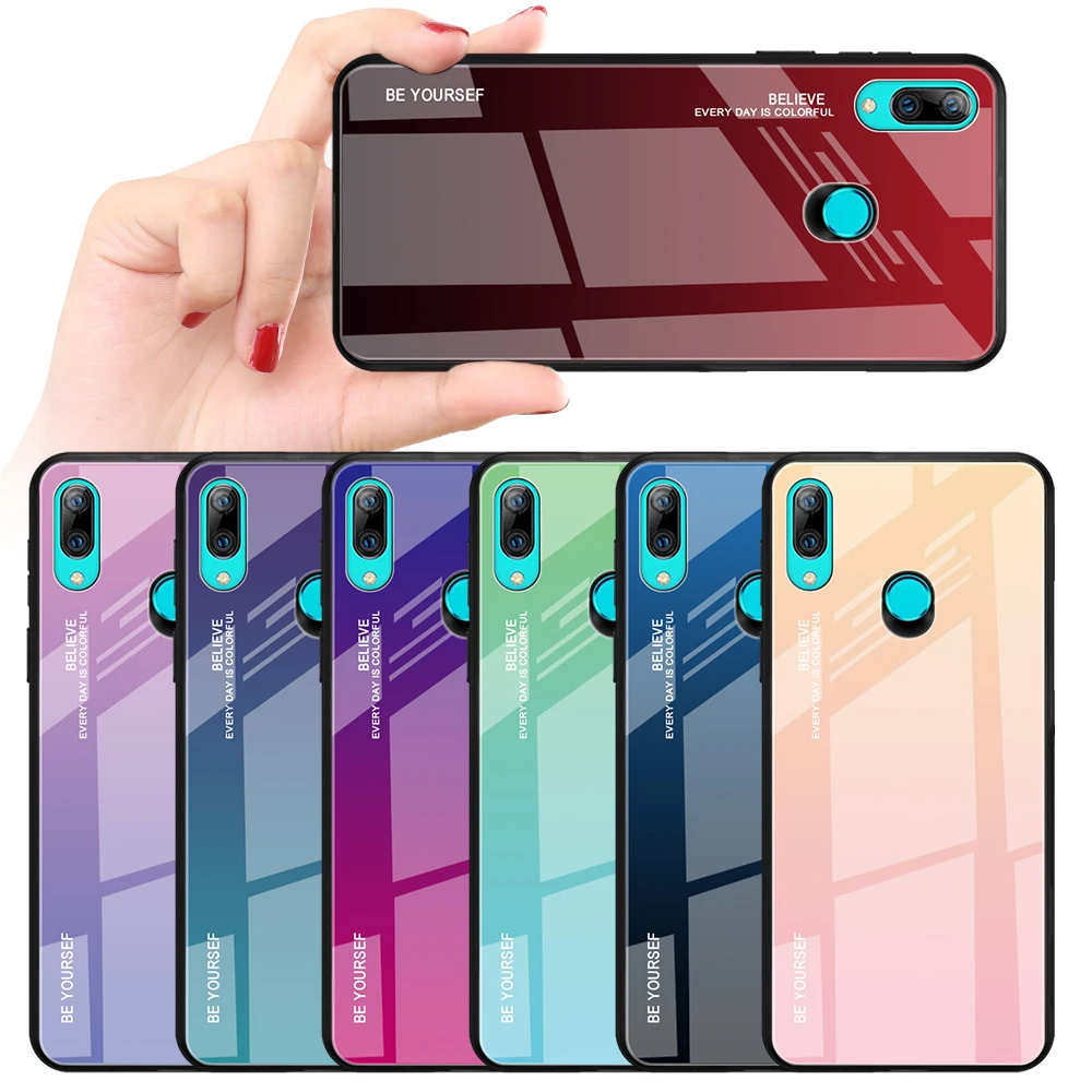 Чехол для Huawei P Smart 2019 стеклянный чехол PSmart Z Plus + силиконовый мягкий бампер