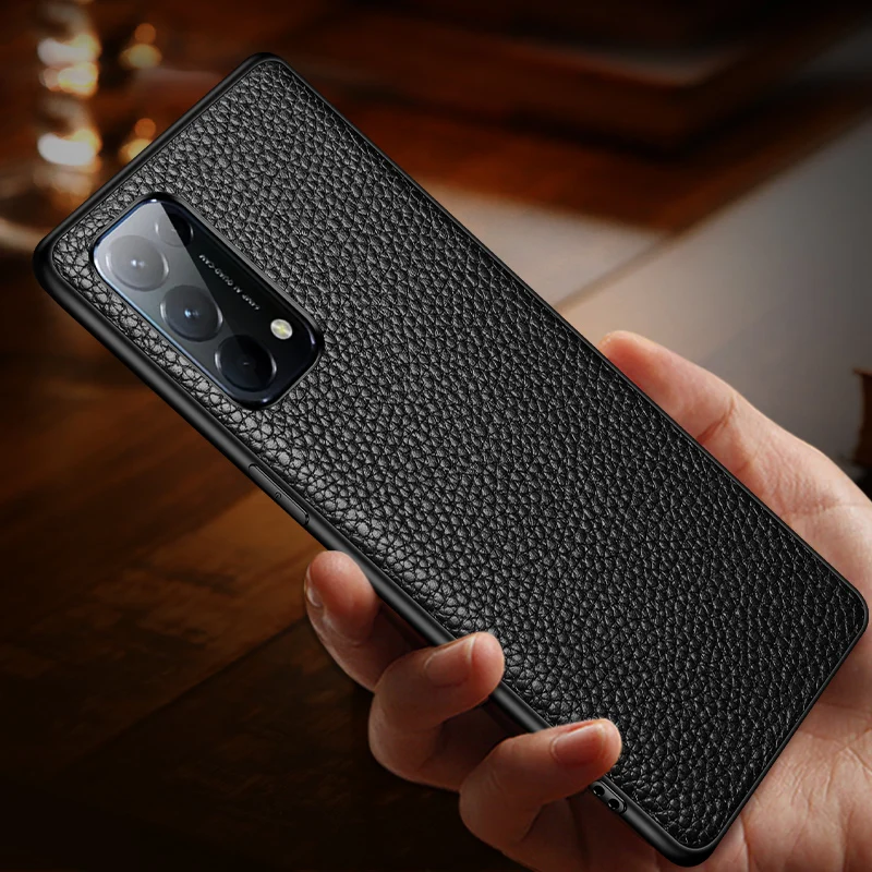 

New Protection Case For Oppo Reno 5 Case Genuine Leather Soft TPU Back Cover For Oppo Reno 5 Pro Plus 5G Case Shockproof Phone S