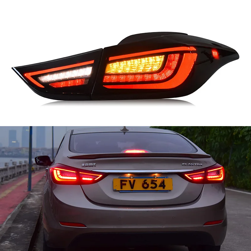 

DNO Car LED Taillight For Hyundai Elantra 2011 2012 2013- 2015 12V Rear Running Lamp Brake Reverse Dynamic Turn Signal Taillamp