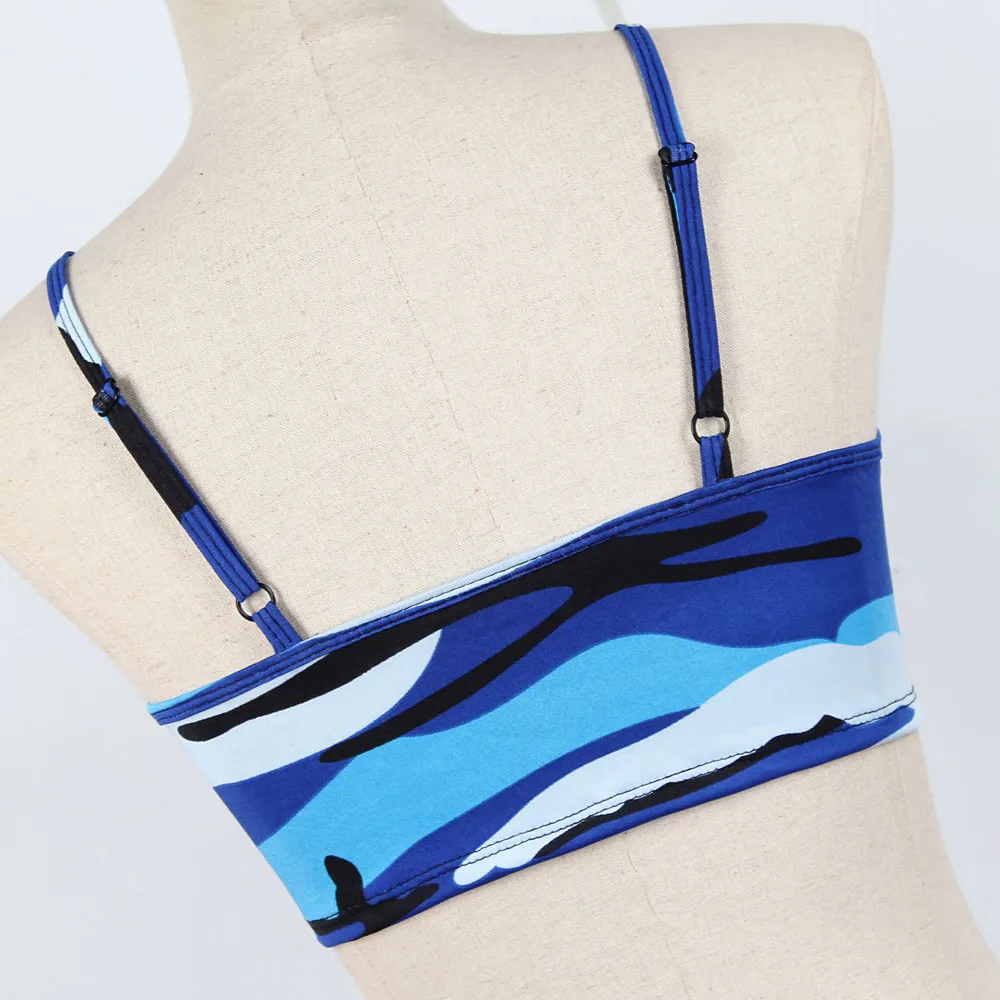 

Sexy Camouflage Top Summer Women Bustier Spaghetti Strap Push Up Corset Tops Bra