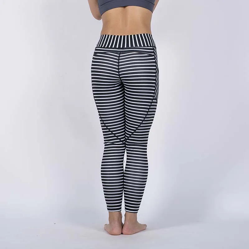 Женские леггинсы в полоску Nessaj штаны пэчворк с высокой талией и карманами