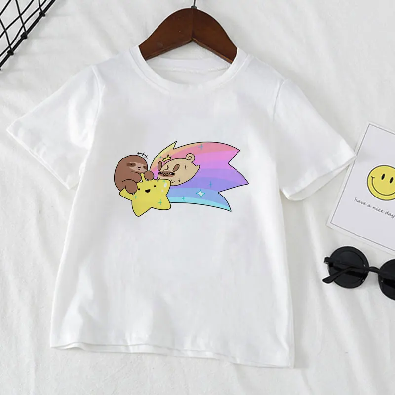 

New Meteor Sloth Novelty Rainbow Balloon Printed Kids Tshirt O-neck Toddler Girl Shirts Fashion Boy T Shirt Cute Tops For Girls
