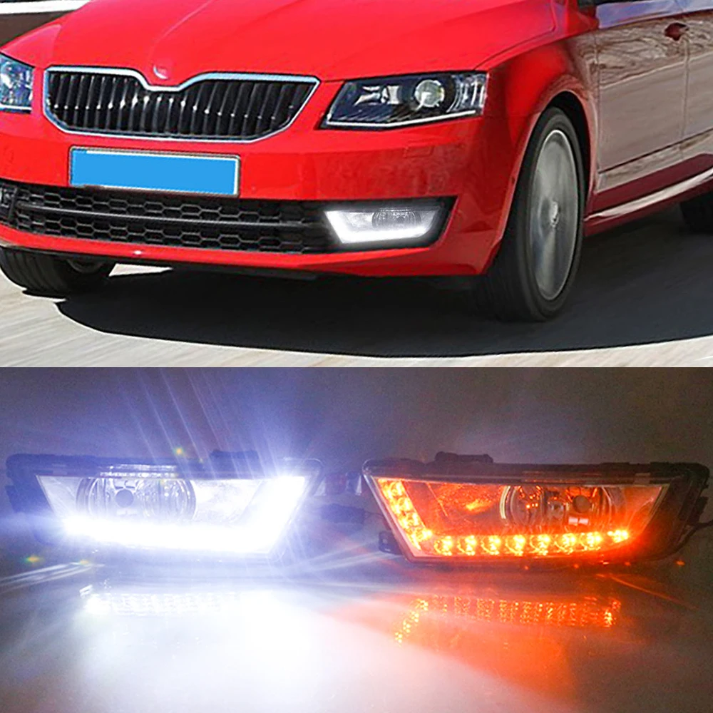 Автомобильная проблесковая 1 пара 12V светодиодный DRL Дневной светильник для Skoda