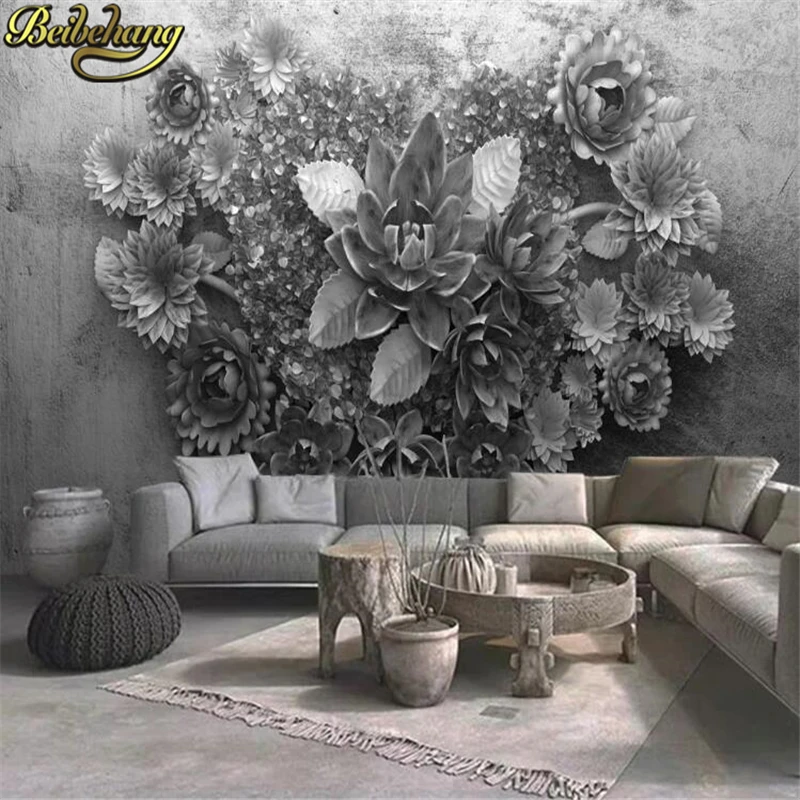 

beibehang custom photo mural wallpaper for walls 3 d living room TV backdrop Flower cement wall papers home decor