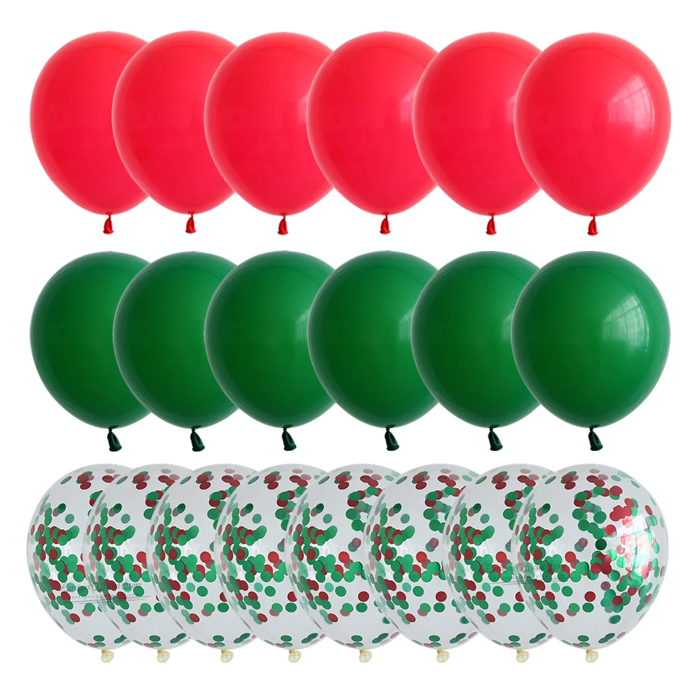 

20Pcs 12Inch Mix Red Green Merry Christmas balloons confetti Globos helium navidad home party decorations new year decors 2021