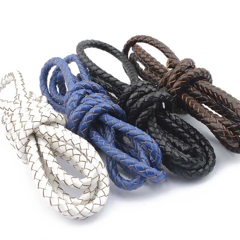 1 метр 5 мм круглый плетеный шнур из натуральной кожи черные белые синие кожаные