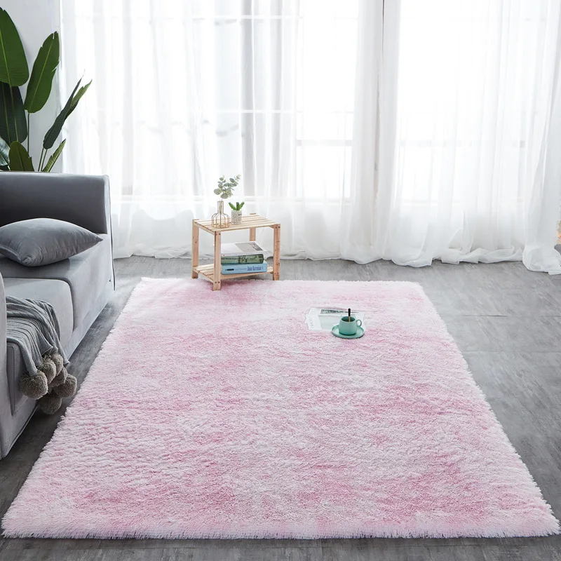 

Nordic Lounge Fluffy Non-slip Mixed Dyed Carpet Living Room Bedroom Center Carpet Black Gray Pink Blue Large Size Hair Rugs
