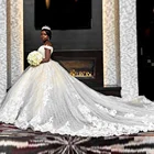 Свадебное платье с открытыми плечами, Кружевная аппликация в стиле ретро