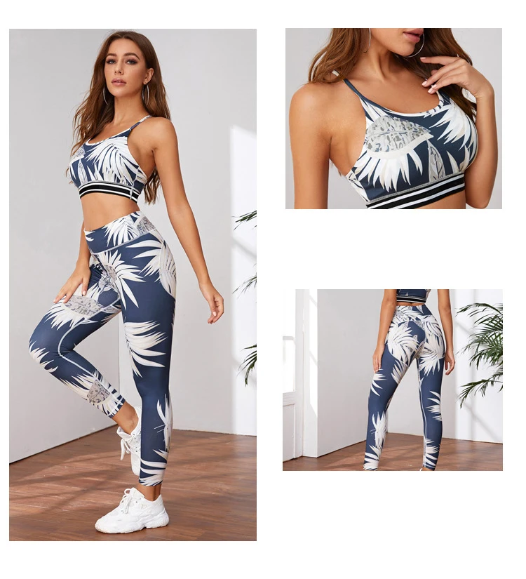

New Style Yoga Set Women Tracksuits Sport Outfit Sleeveless Fitness Gym Clothing Crop Top Bra Leggings Workout Set Sportswear