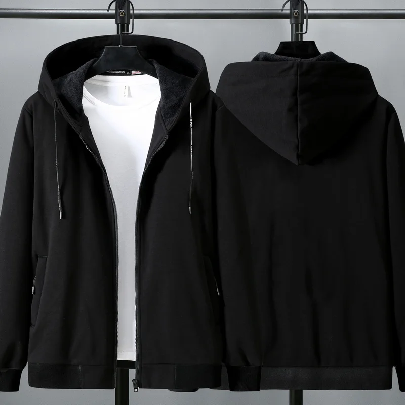 

2021 New Winter Basic Thick Warm Hoodie Men Zip Up Fleece Sweatshirts 9XL 8XL Plus Size Solid Cotton Casual Thermal Hoody Jacket