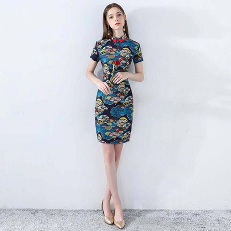 

Cheongsam Short Chinese skirt Improved Modern Cheongsam dress Fashion Retro Fishtail Dress Girl Dress Chinese Cheongsam qipao