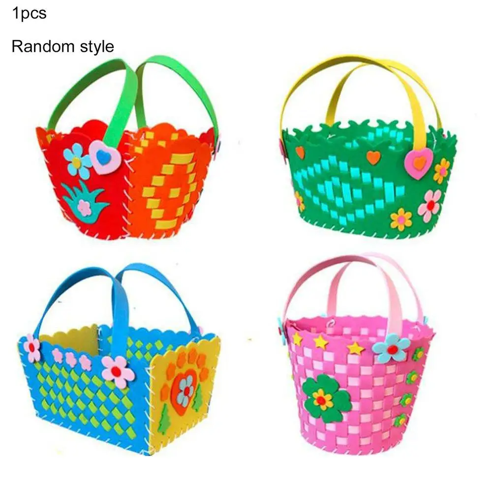 

EVA Handmade Woven Paste Basket Childen Toy DIY Handicrafts Girl Gifts Sticky Kindergarten Material Kids Crafts Toys 2021 New