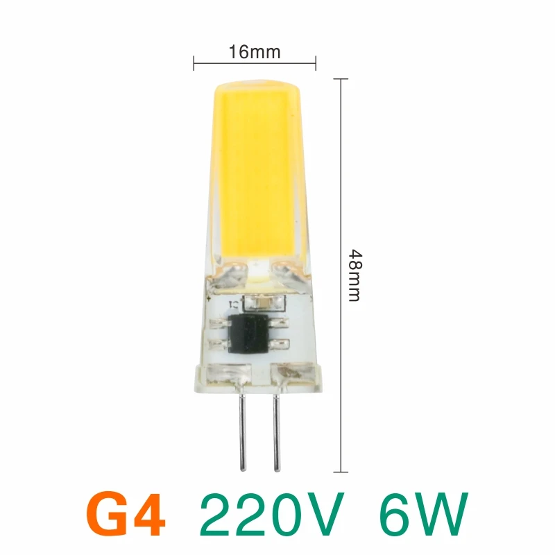 G4 6W 220V LARZI светодиодный G4 G9 E14 лампочка переменного/постоянного тока с регулируемой яркостью 12 В 220 В 3 Вт 6 Вт COB SMD СВЕТОДИОДНЫЙ светильник заменить галогенный прожектор люстра - Испускаемый цвет: G4 6W 220V
