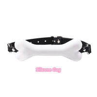 white silicone bone mouth gag sex toy with adjustable leather bondage strap for men women gay fetish bdsm flirt erotic accessory