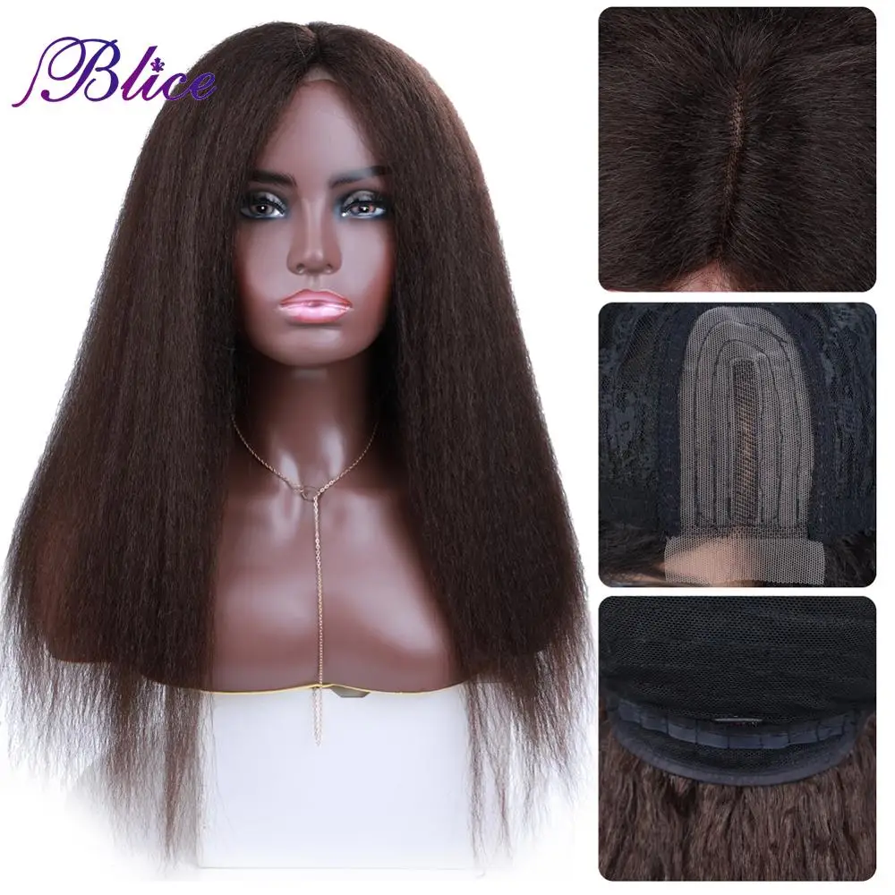 

Blice 2x4 Fringe Lace Part Wig Synthetic Hair Extensions Yaki Straight Heat Resistant Closure Wigs 20 Inch For Women