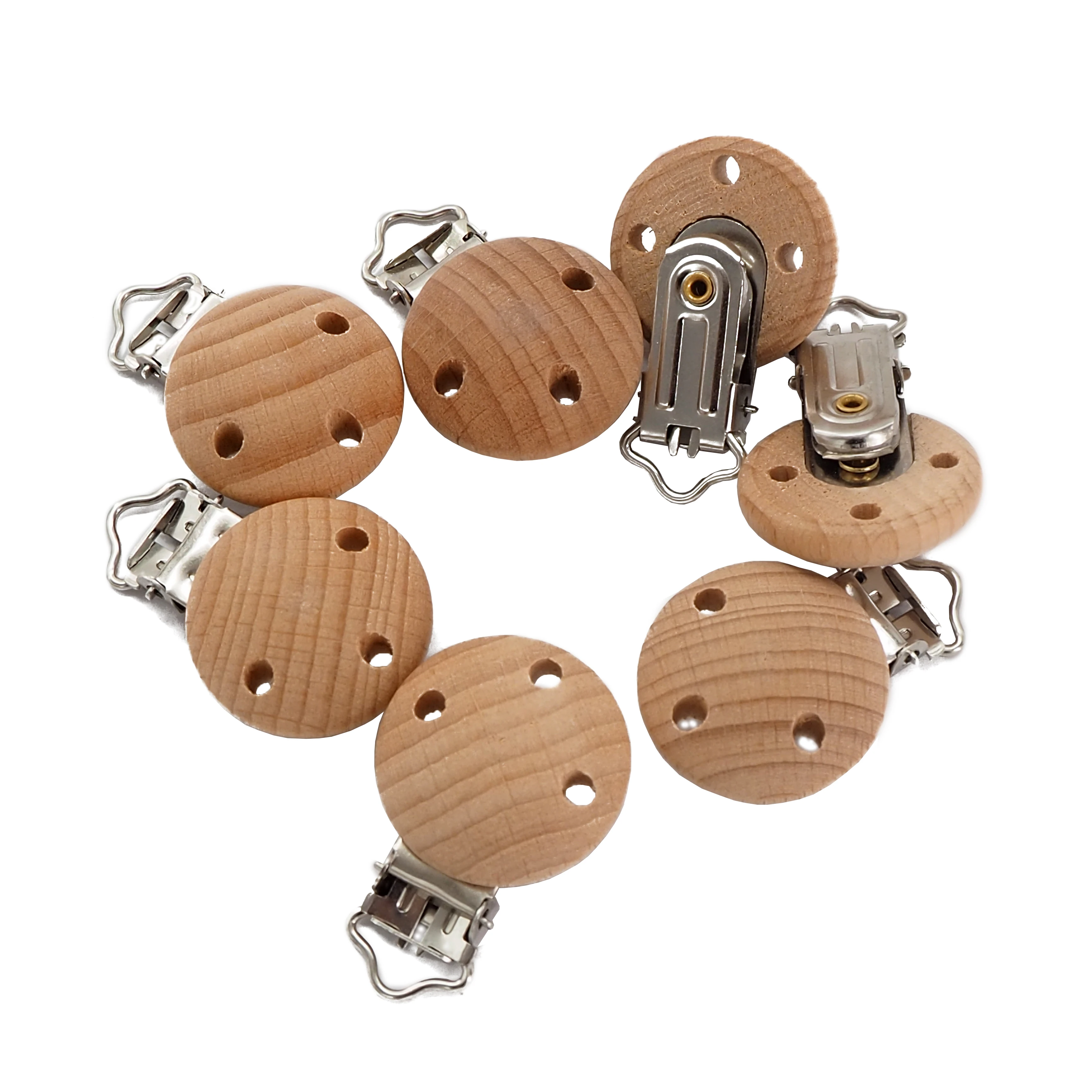 

Chenkai 5PCS 35MM Baby Wooden Clips Round Dummy Clips BPA Free For DIY Baby Rattle Teething Grasping Wooden Toy Accessories