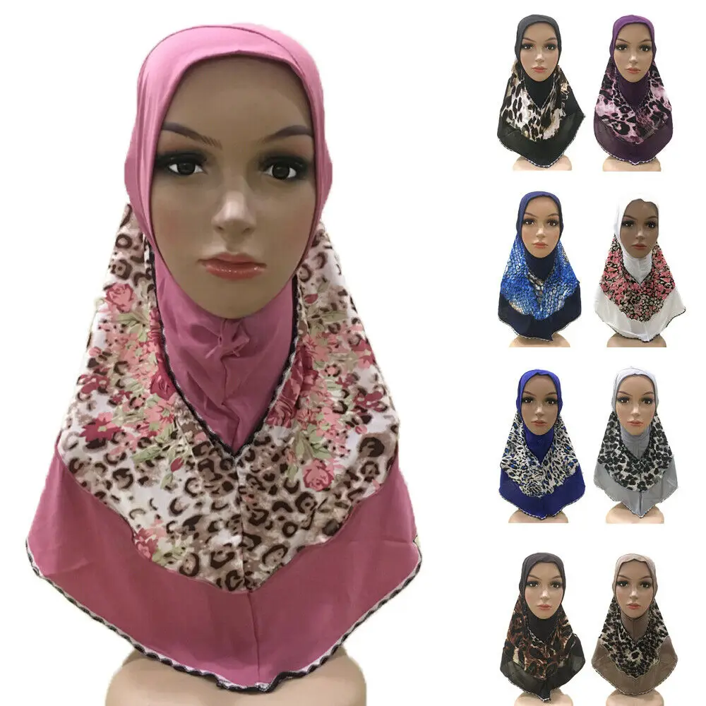 One Piece Muslim Women Amira Hijab Scarf Khimar Prayer Headscarf Wrap Floral Printed Hat Head Cover Shawl Headwear Islamic Arab |