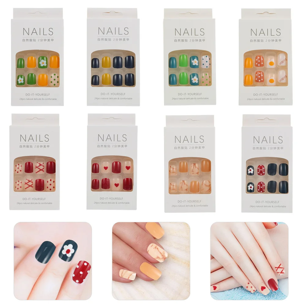 

192pcs Fake Nails Detachable Nail Pieces Fingernails Stickers (Mixed Style)