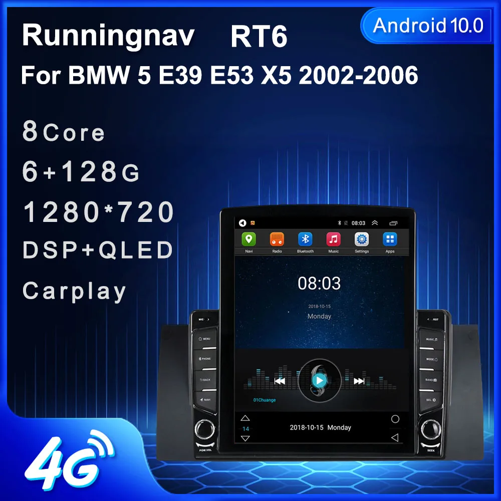 Android 10 1 для BMW 5 E39 E53 X5 1995-2001 2002 2003-2006 мультимедийный стереопроигрыватель Tesla Type