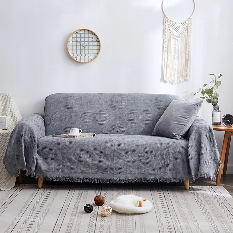Новинка модное покрывало для дивана однотонное вязаное плед защитное домашний