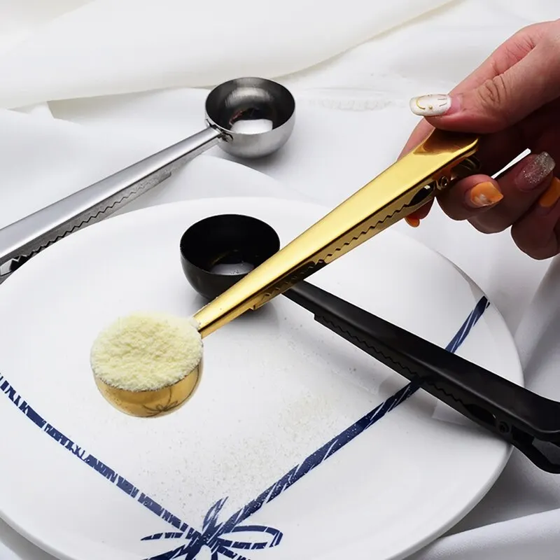 Многофункциональная ложка из нержавеющей стали с зажимом для пакета